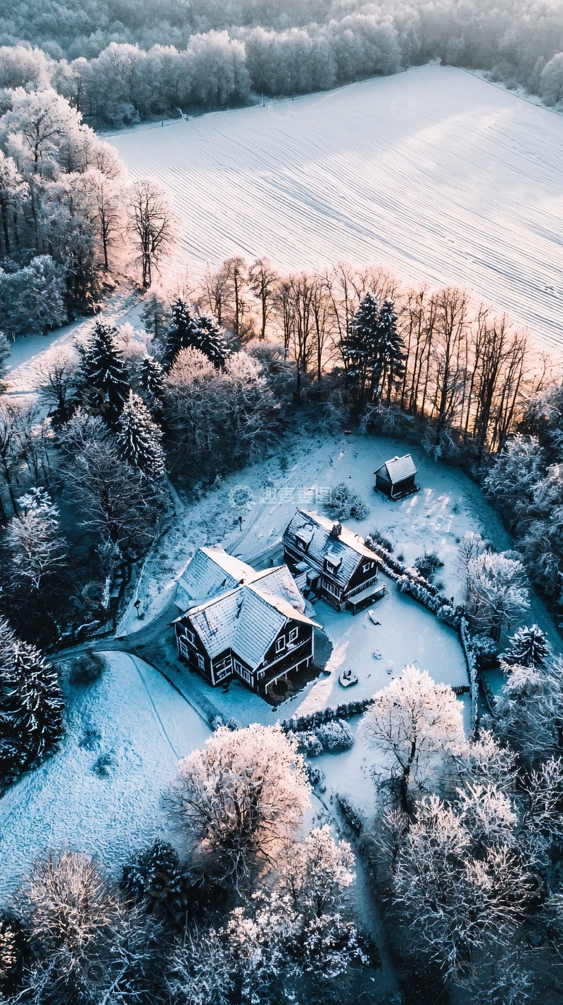 高清大图下载【趣麦麦图】-乡村小屋的冬季