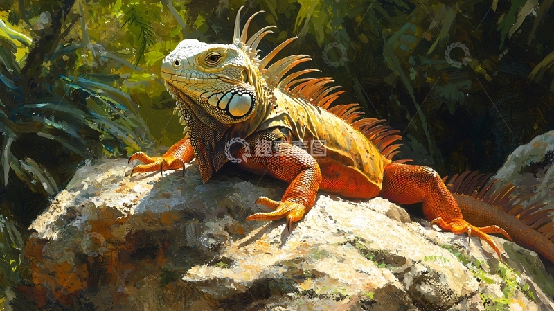 高清大图下载【趣麦麦图】热带雨林中的鬃蜥蜴