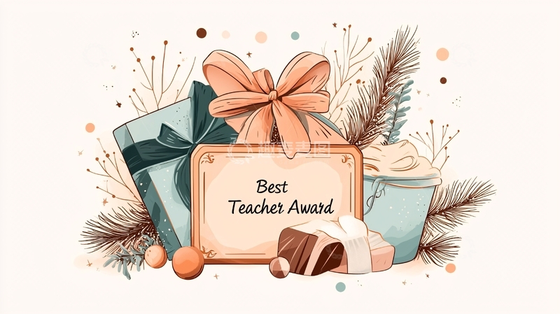 高清大图下载【趣麦麦图】教师节礼物奖牌插画