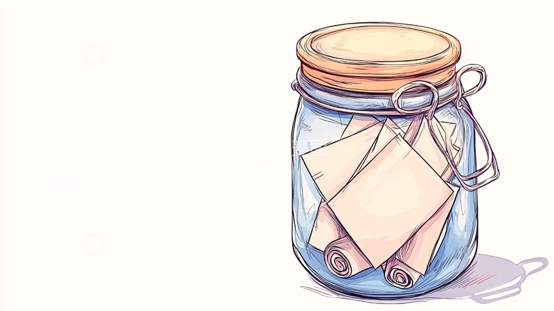 高清大图下载【趣麦麦图】玻璃罐里的便条纸