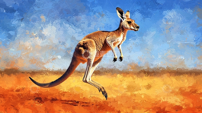 高清大图下载【趣麦麦图】跳跃中的袋鼠