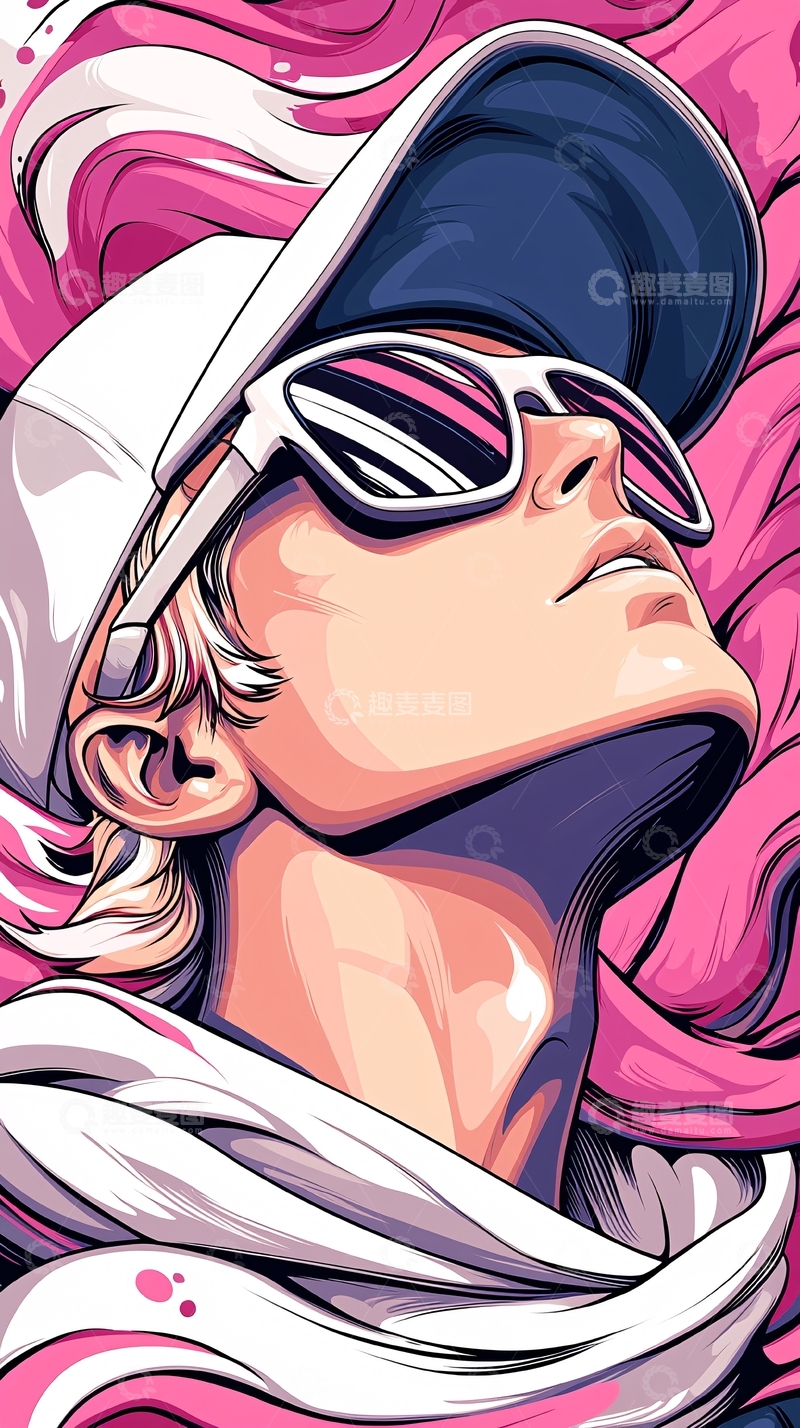 高清大图下载【趣麦麦图】时尚潮流人物插画背景图