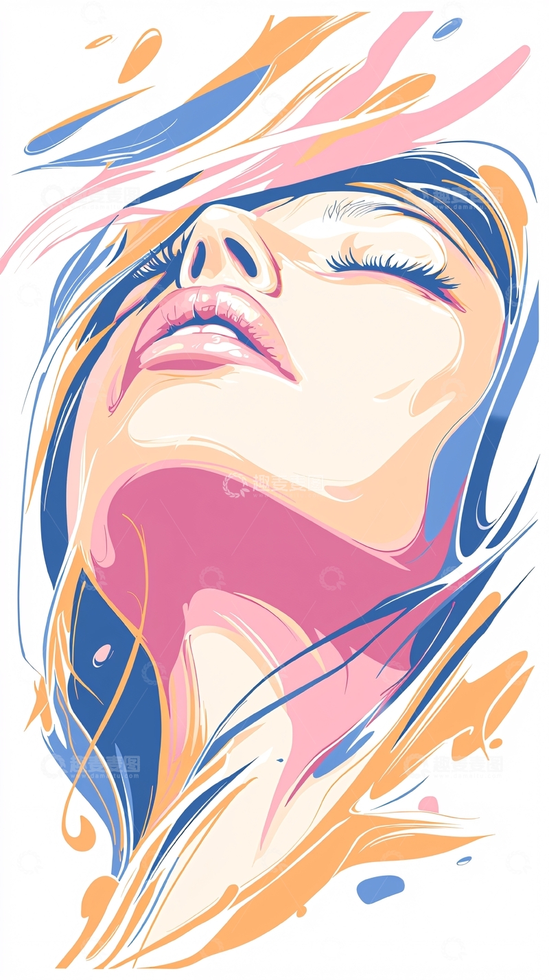 高清大图下载【趣麦麦图】抽象女性面部艺术插画
