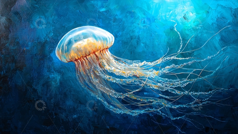高清大图下载【趣麦麦图】水母海洋生物艺术画