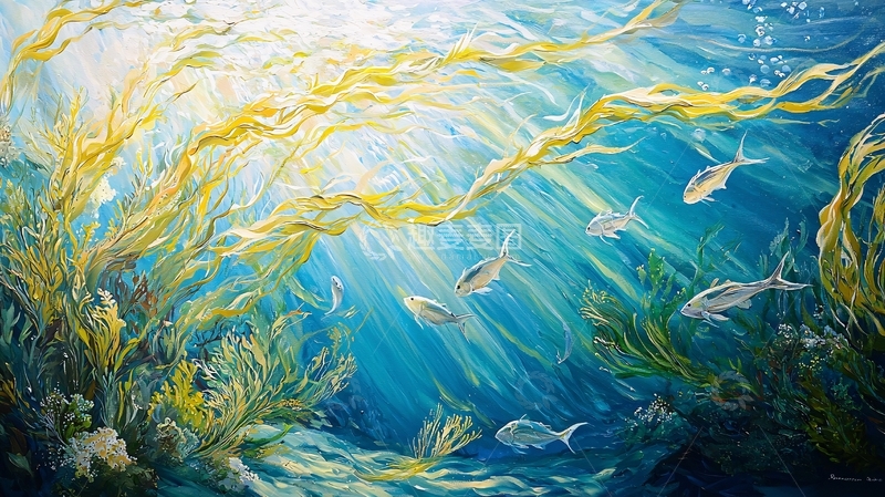 高清大图下载【趣麦麦图】海底世界：珊瑚礁与游鱼
