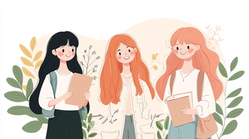 三个女孩在户外阅读书籍