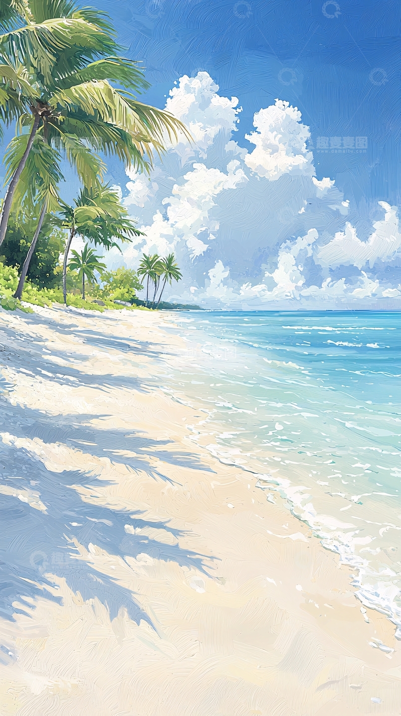 高清大图下载【趣麦麦图】热带海滩椰树沙滩风景