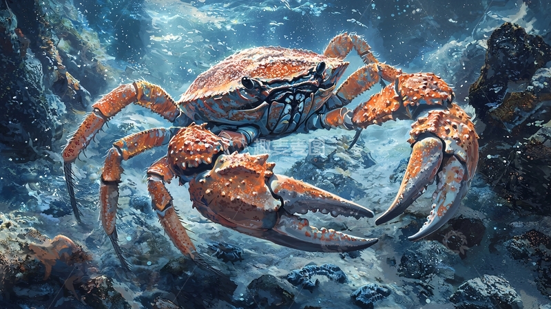 高清大图下载【趣麦麦图】海底螃蟹写实画风
