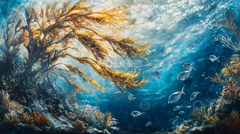 高清大图下载【趣麦麦图】海底珊瑚礁与游鱼