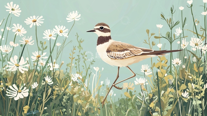 高清大图下载【趣麦麦图】花丛中的鸟儿插画