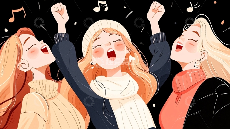 高清大图下载【趣麦麦图】欢唱的朋友们