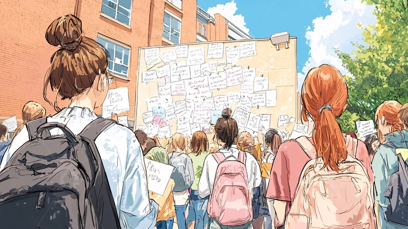 高清大图下载【趣麦麦图】学生抗议活动场景插画