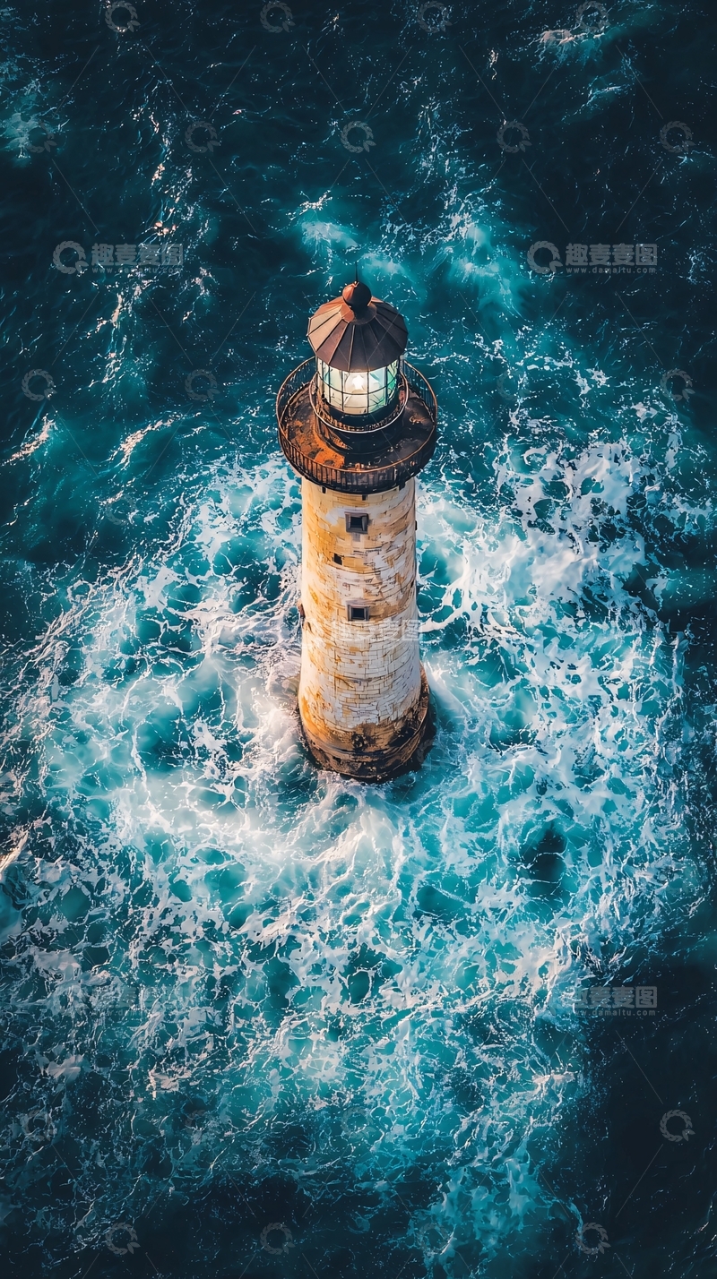 高清大图下载【趣麦麦图】海上浮动的灯塔