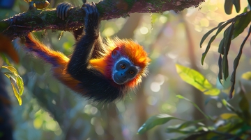 色彩斑斓的猴子在树上