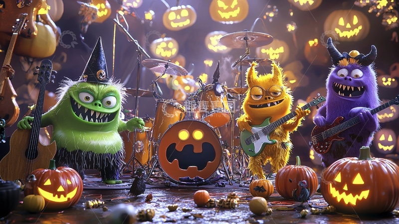 高清大图下载【趣麦麦图】万圣节乐队演唱会