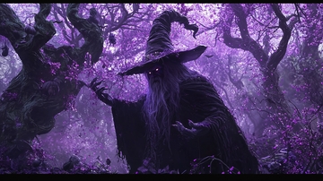 紫色森林中的神秘巫师