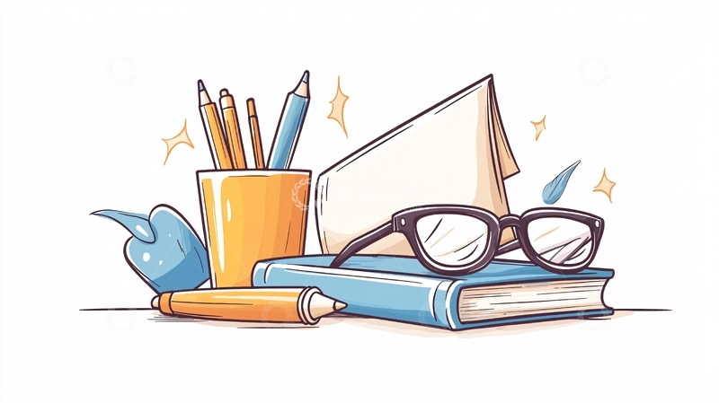 高清大图下载【趣麦麦图】学习用品创意插画素材