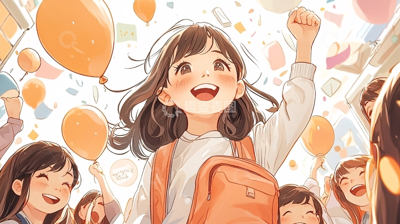 高清大图下载【趣麦麦图】庆祝活动中的快乐女孩