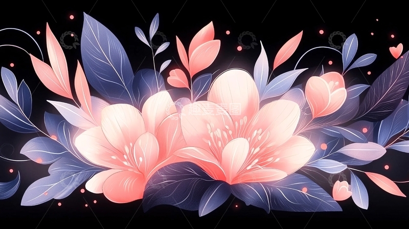 高清大图下载【趣麦麦图】梦幻花卉夜景背景图