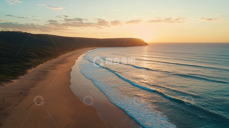 高清大图下载【趣麦麦图】晴朗的日出海滩