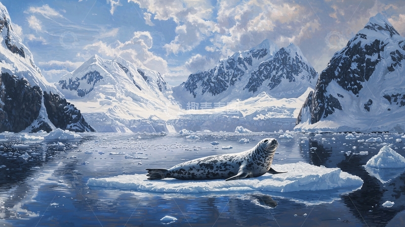 高清大图下载【趣麦麦图】南极冰川上的海豹