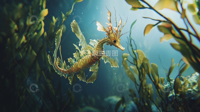 高清大图下载【趣麦麦图】海龙鱼在海底游动