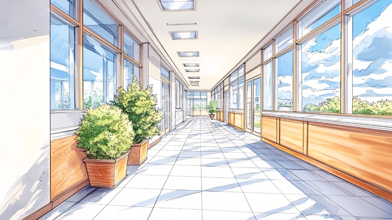 高清大图下载【趣麦麦图】阳光明媚的室内走廊