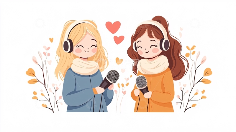 高清大图下载【趣麦麦图】秋日音乐分享会插画