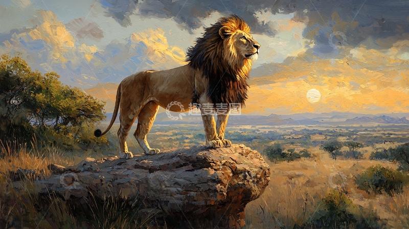 高清大图下载【趣麦麦图】草原上的雄狮