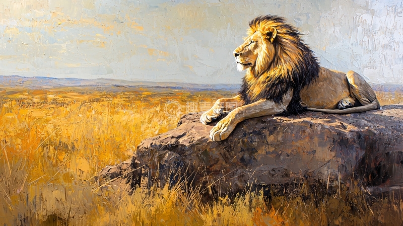 高清大图下载【趣麦麦图】草原上的雄狮