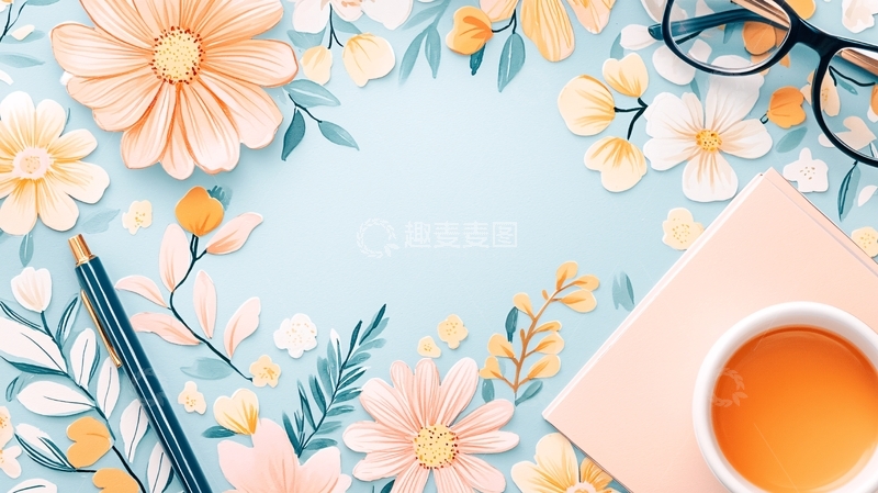 高清大图下载【趣麦麦图】清新花卉办公桌布置