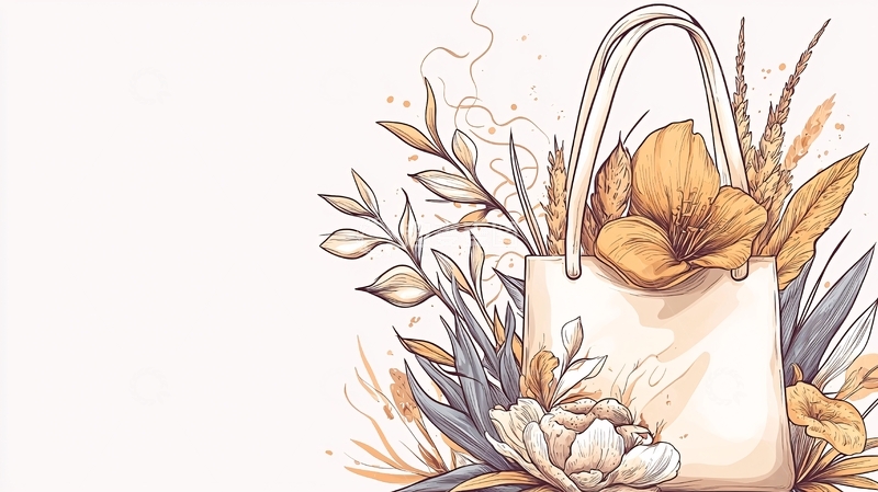 高清大图下载【趣麦麦图】秋日丰收手提袋插画素材