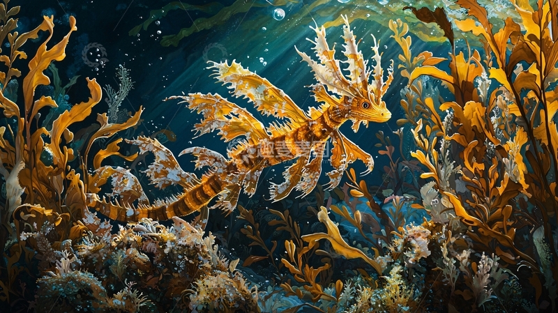 高清大图下载【趣麦麦图】海底龙鱼与海藻