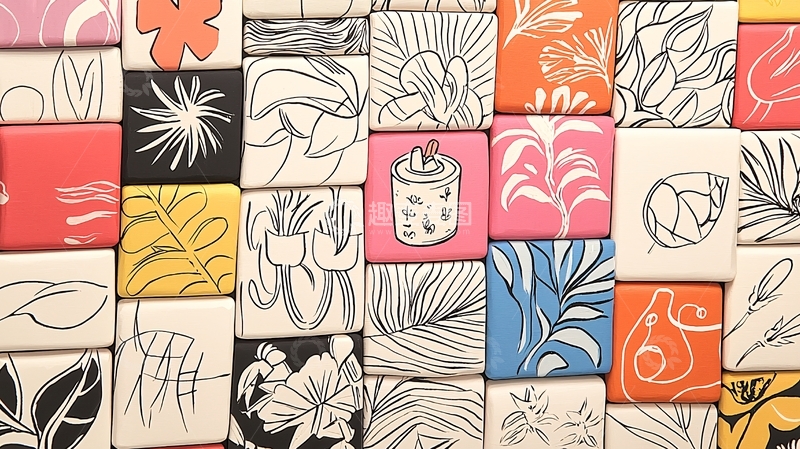 高清大图下载【趣麦麦图】花卉图案拼图背景素材