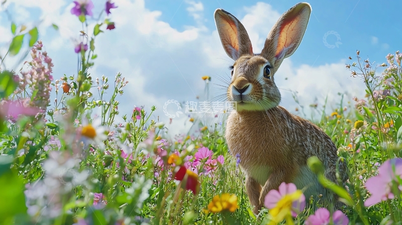 高清大图下载【趣麦麦图】田野中的兔子