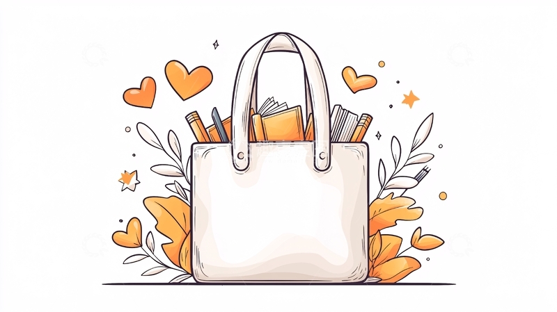 高清大图下载【趣麦麦图】书包里的书籍与装饰元素插画