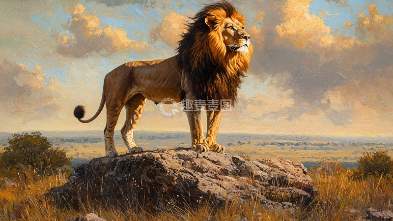 高清大图下载【趣麦麦图】草原上的雄狮