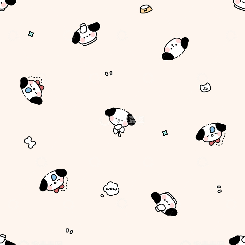 源文件下载【趣麦麦图】小狗满印图案