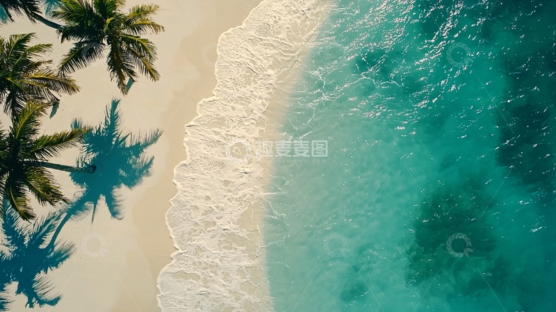 高清大图下载【趣麦麦图】加勒比海滩椰树