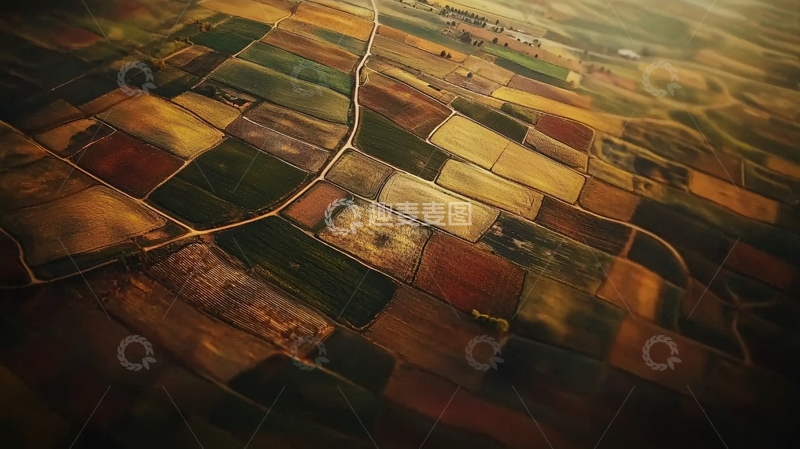高清大图下载【趣麦麦图】高空俯瞰彩色田野