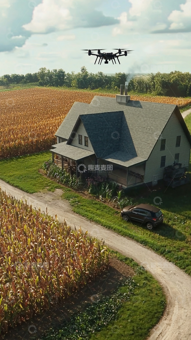 高清大图下载【趣麦麦图】现代农场的无人机应用