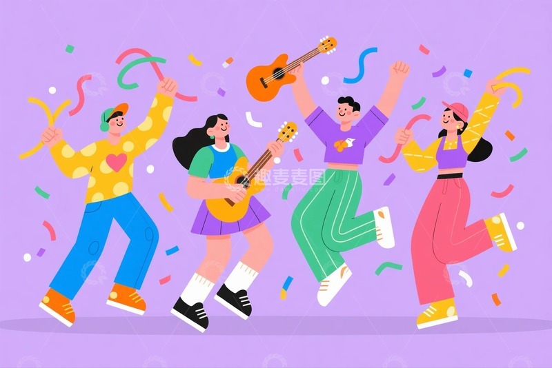 高清大图下载【趣麦麦图】青年节人物插画5