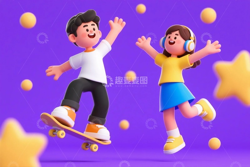 高清大图下载【趣麦麦图】青年节人物插画14