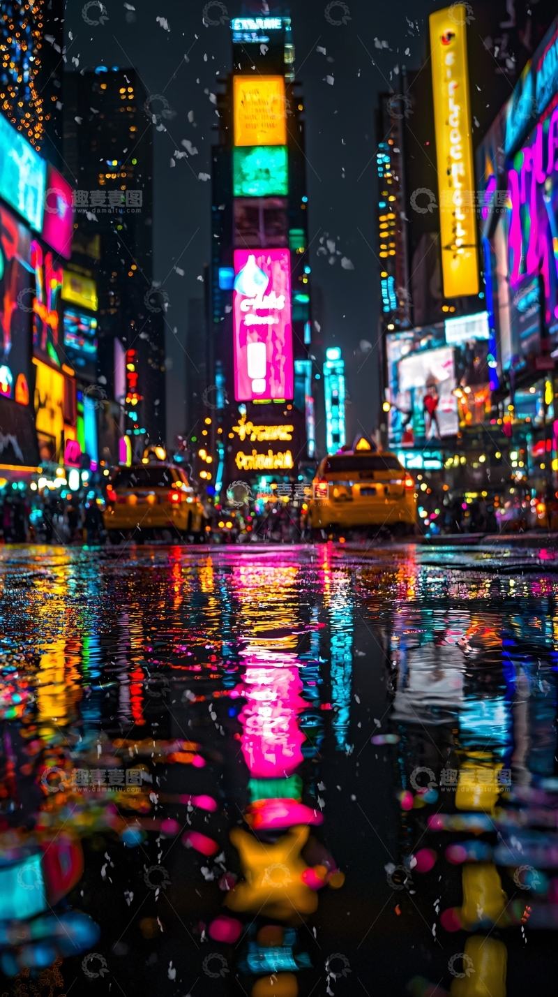 高清大图下载【趣麦麦图】夜晚的都市霓虹灯影