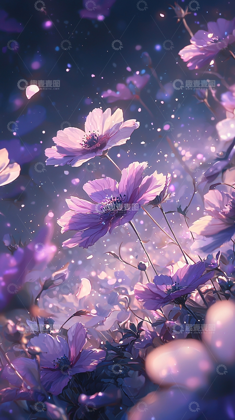 高清大图下载【趣麦麦图】梦幻紫色花朵背景图