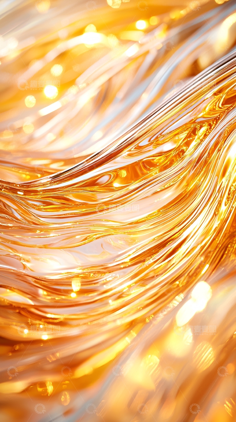 高清大图下载【趣麦麦图】金色流光抽象艺术背景