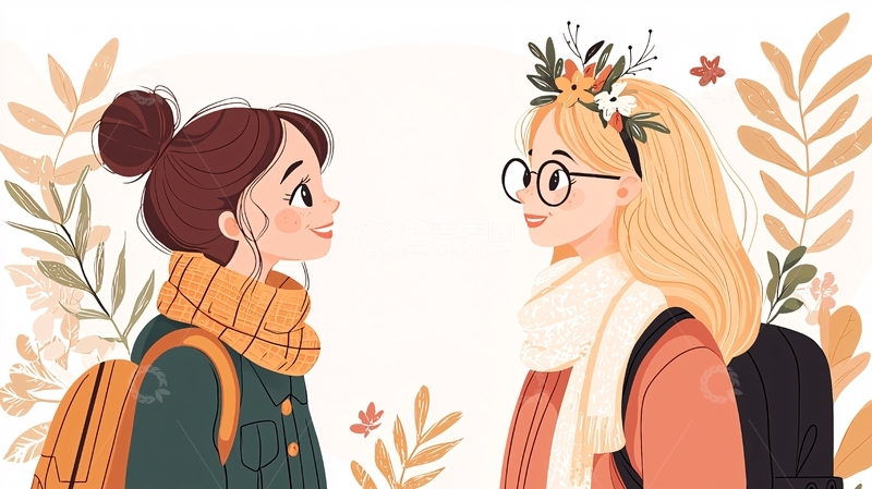 高清大图下载【趣麦麦图】秋日校园里的友谊