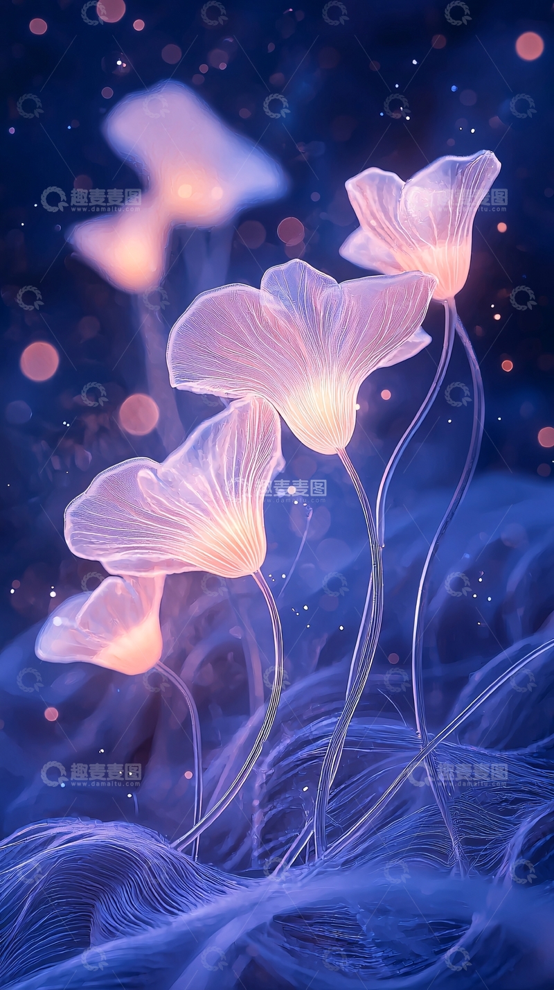高清大图下载【趣麦麦图】梦幻发光花朵背景图