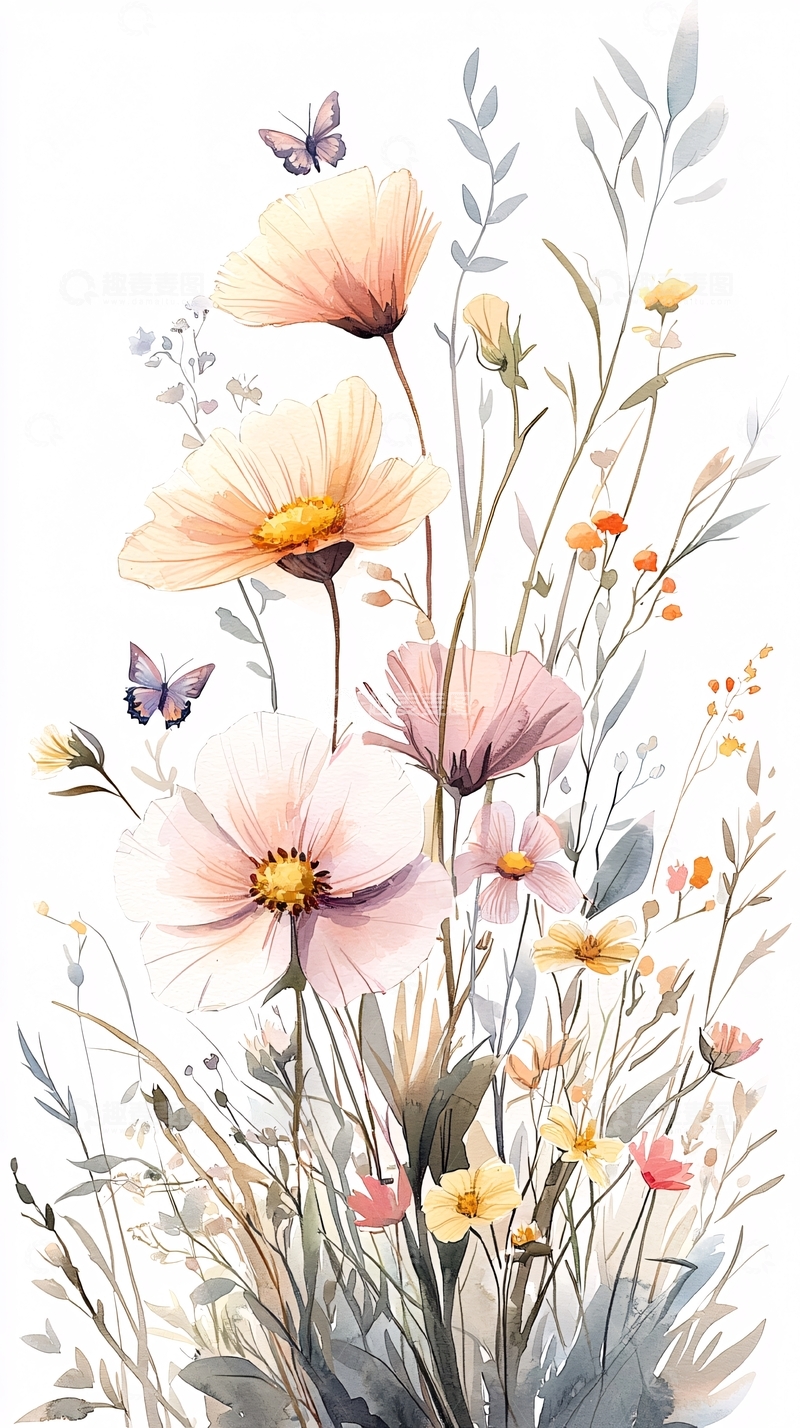 高清大图下载【趣麦麦图】秋日花丛蝴蝶飞舞