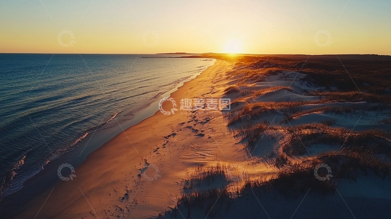 高清大图下载【趣麦麦图】日落时分的沙滩